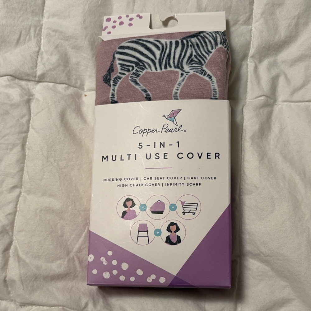 Copper Pearl Multi-Use Cover with Zebra Design